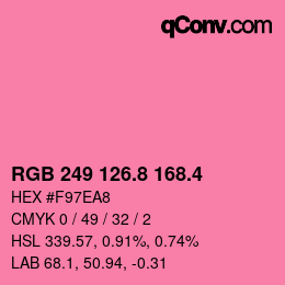 カラーコード: RGB 249 126.8 168.4 | qconv.com