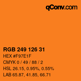 Color code: RGB 249 126 31 | qconv.com
