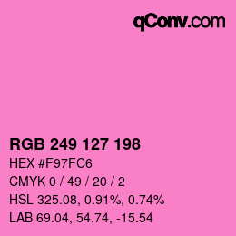 カラーコード: RGB 249 127 198 | qconv.com