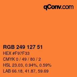 颜色代码: RGB 249 127 51 | qconv.com