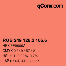 カラーコード: RGB 249 128.2 106.6 | qconv.com