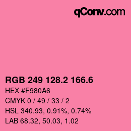 カラーコード: RGB 249 128.2 166.6 | qconv.com