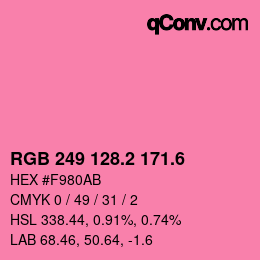 颜色代码: RGB 249 128.2 171.6 | qconv.com