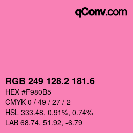カラーコード: RGB 249 128.2 181.6 | qconv.com