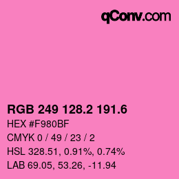 カラーコード: RGB 249 128.2 191.6 | qconv.com
