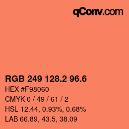 カラーコード: RGB 249 128.2 96.6 | qconv.com