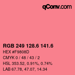 カラーコード: RGB 249 128.6 141.6 | qconv.com