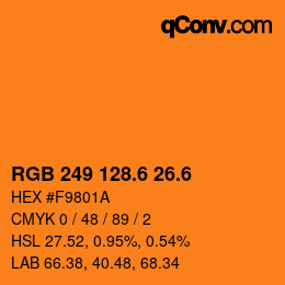 カラーコード: RGB 249 128.6 26.6 | qconv.com