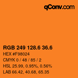 カラーコード: RGB 249 128.6 36.6 | qconv.com