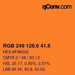 カラーコード: RGB 249 128.6 41.6 | qconv.com
