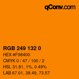 颜色代码: RGB 249 132 0 | qconv.com