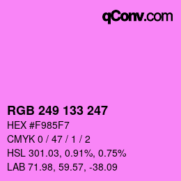 颜色代码: RGB 249 133 247 | qconv.com