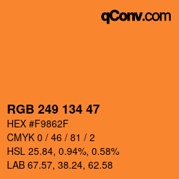 颜色代码: RGB 249 134 47 | qconv.com