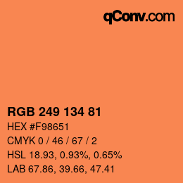 Color code: RGB 249 134 81 | qconv.com