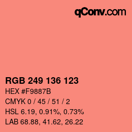 カラーコード: RGB 249 136 123 | qconv.com