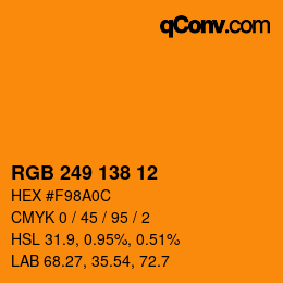 カラーコード: RGB 249 138 12 | qconv.com