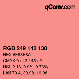 Color code: RGB 249 142 138 | qconv.com