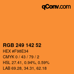 颜色代码: RGB 249 142 52 | qconv.com