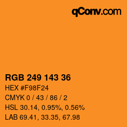 Color code: RGB 249 143 36 | qconv.com