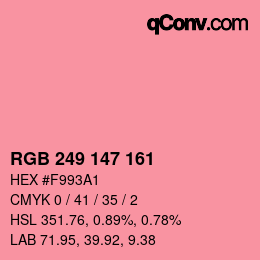 Color code: RGB 249 147 161 | qconv.com
