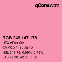 Color code: RGB 249 147 178 | qconv.com