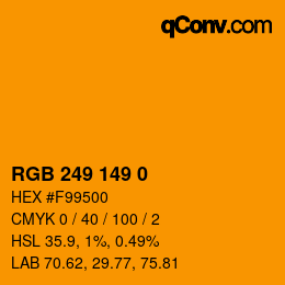 カラーコード: RGB 249 149 0 | qconv.com