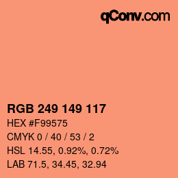 Color code: RGB 249 149 117 | qconv.com