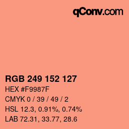 Color code: RGB 249 152 127 | qconv.com