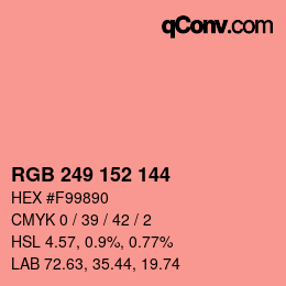 Color code: RGB 249 152 144 | qconv.com
