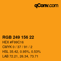 Farbcode: RGB 249 156 22 | qconv.com