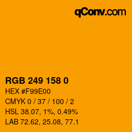 カラーコード: RGB 249 158 0 | qconv.com