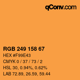 Color code: RGB 249 158 67 | qconv.com
