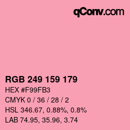 Color code: RGB 249 159 179 | qconv.com