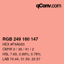 Color code: RGB 249 160 147 | qconv.com