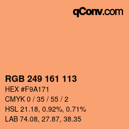 Color code: RGB 249 161 113 | qconv.com
