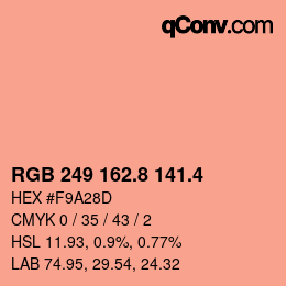 カラーコード: RGB 249 162.8 141.4 | qconv.com