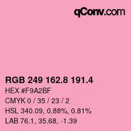 カラーコード: RGB 249 162.8 191.4 | qconv.com