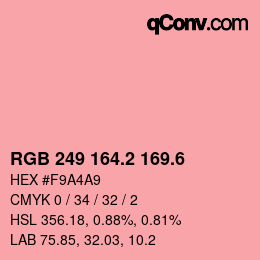 カラーコード: RGB 249 164.2 169.6 | qconv.com