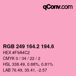 カラーコード: RGB 249 164.2 194.6 | qconv.com