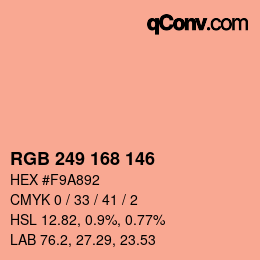Code couleur: RGB 249 168 146 | qconv.com