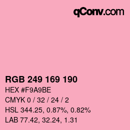 Color code: RGB 249 169 190 | qconv.com