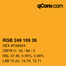 颜色代码: RGB 249 169 36 | qconv.com