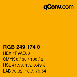 Color code: RGB 249 174 0 | qconv.com