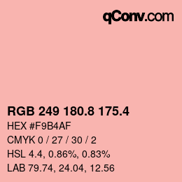 カラーコード: RGB 249 180.8 175.4 | qconv.com