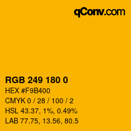 颜色代码: RGB 249 180 0 | qconv.com