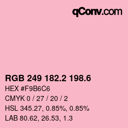 カラーコード: RGB 249 182.2 198.6 | qconv.com