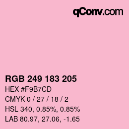 カラーコード: RGB 249 183 205 | qconv.com