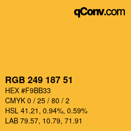 Color code: RGB 249 187 51 | qconv.com