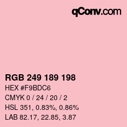 Color code: RGB 249 189 198 | qconv.com