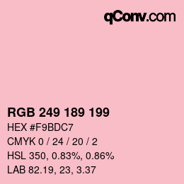 Color code: RGB 249 189 199 | qconv.com